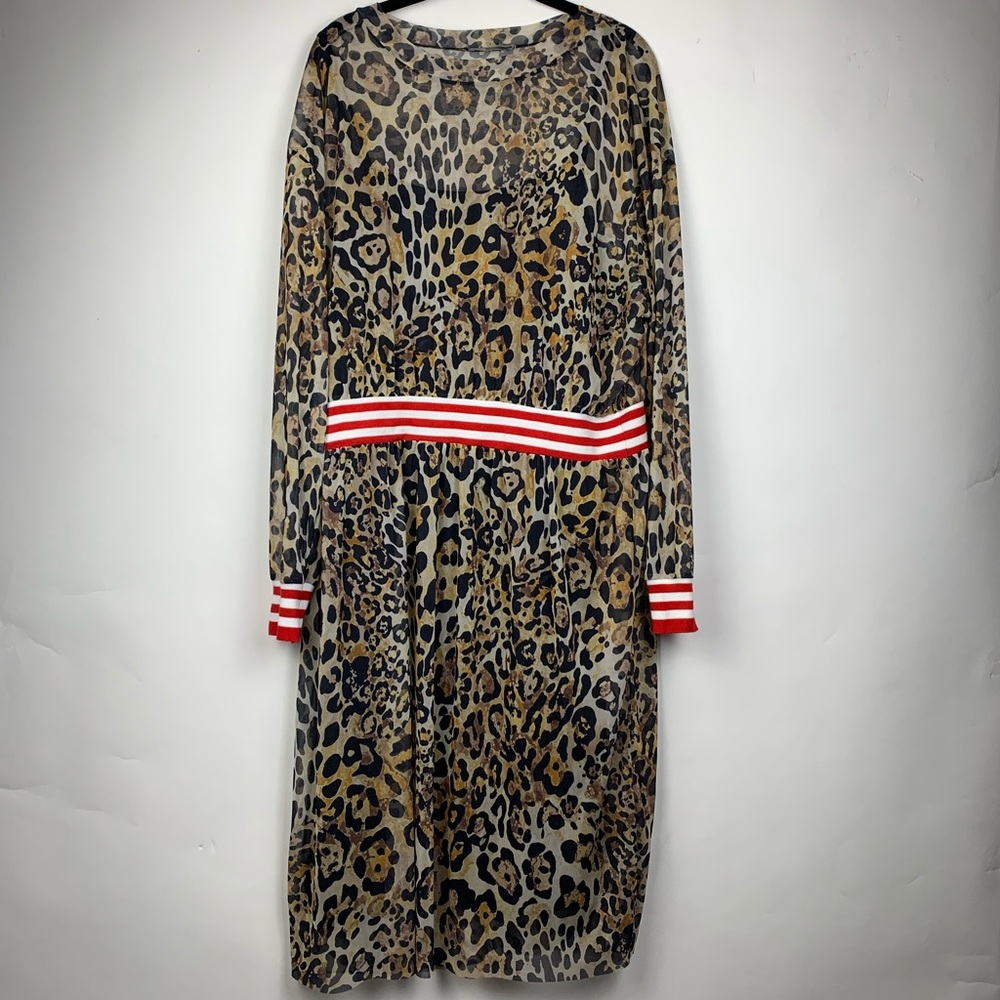 Sheer midi leopard print dress